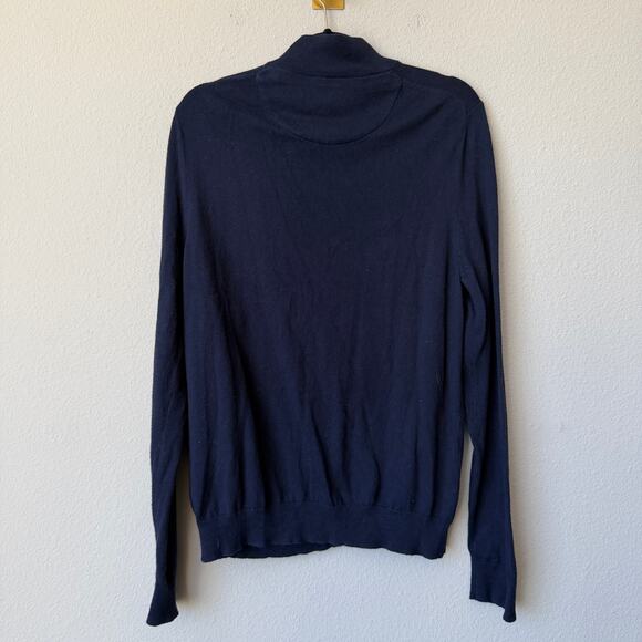 Nordstrom Navy Cotton Cashmere Quarter Zip Sweater Size M - Picture 3 of 6